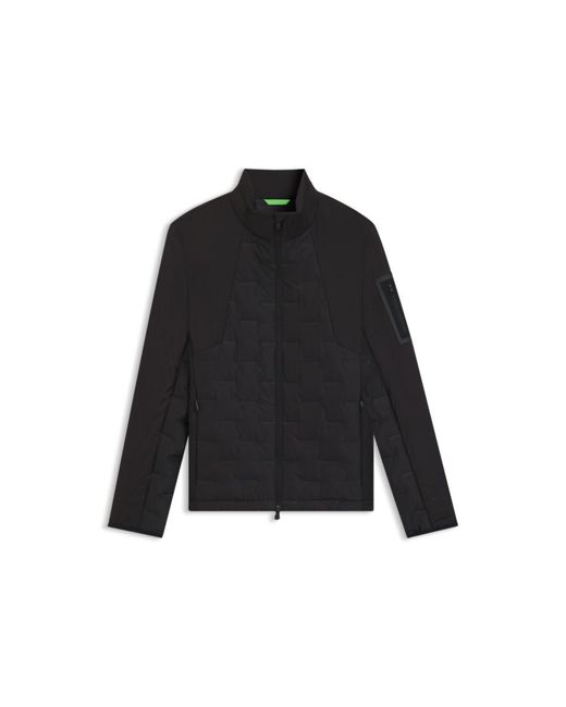 Boss Black Cropped Down Jacket With Water-Repellent Finish for men