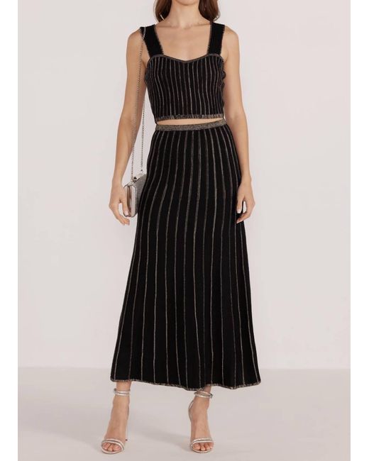 MINKPINK Black Celia Lurex Stripe Midi Skirt