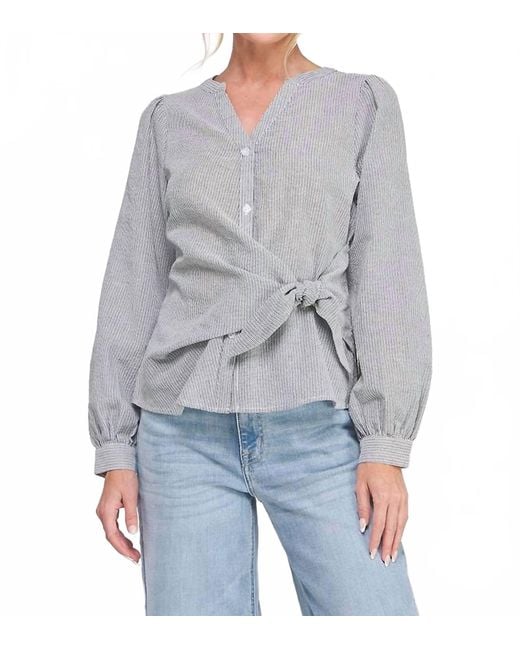 Allie Rose Side Wrap Blouse in Gray | Lyst