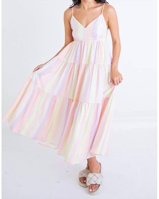 Karlie Pink Lola Pastel Tiered Maxi Dress