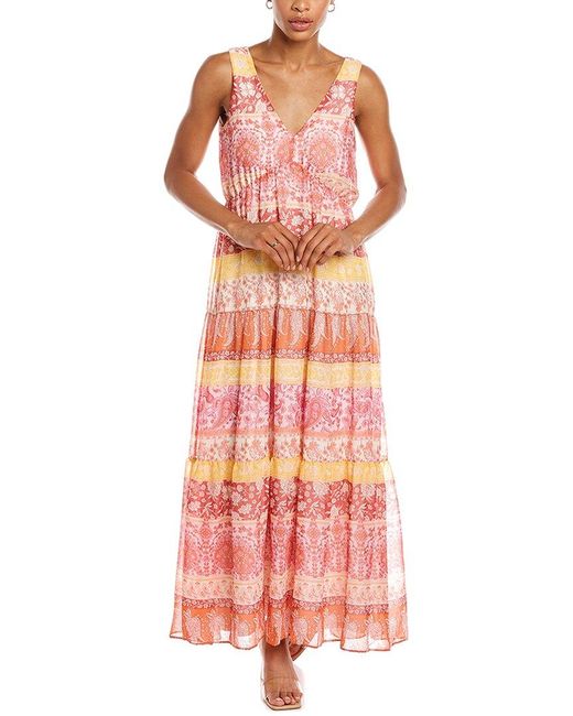 Maison Tara Synthetic Tie Back Maxi Dress In Pink Save 40 Lyst 