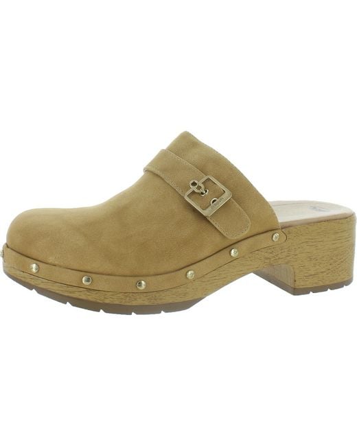 Dr. Scholls Green Throwback Faux Suede Slip On Clogs