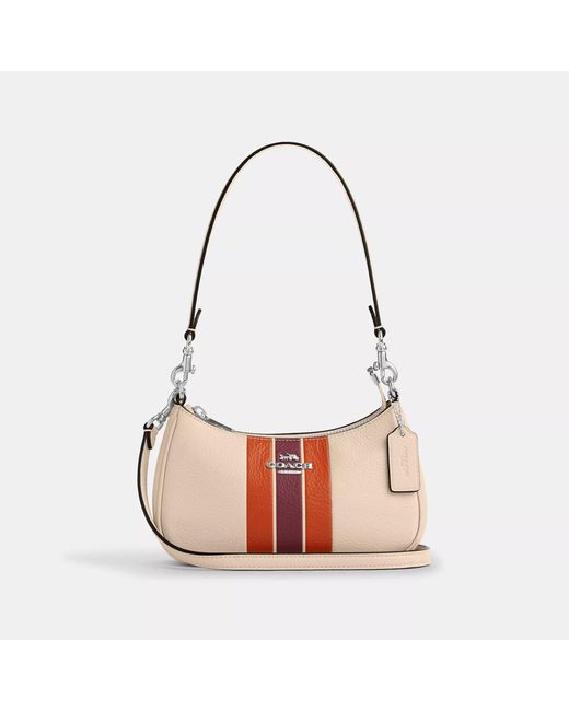 COACH Pink Teri Mini Crossbody Bag With Stripe