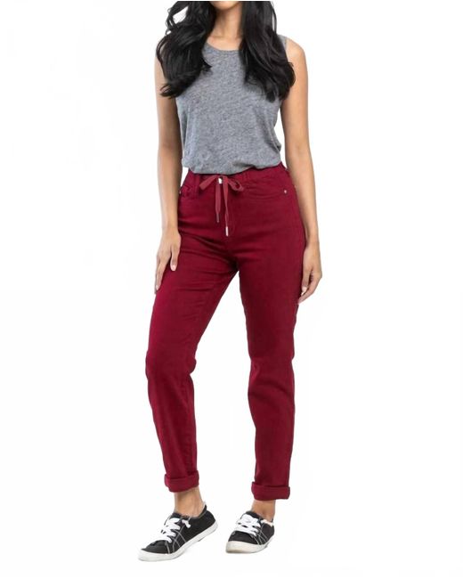 Judy Blue Red High Waist Pull On Double Cuff Jogger