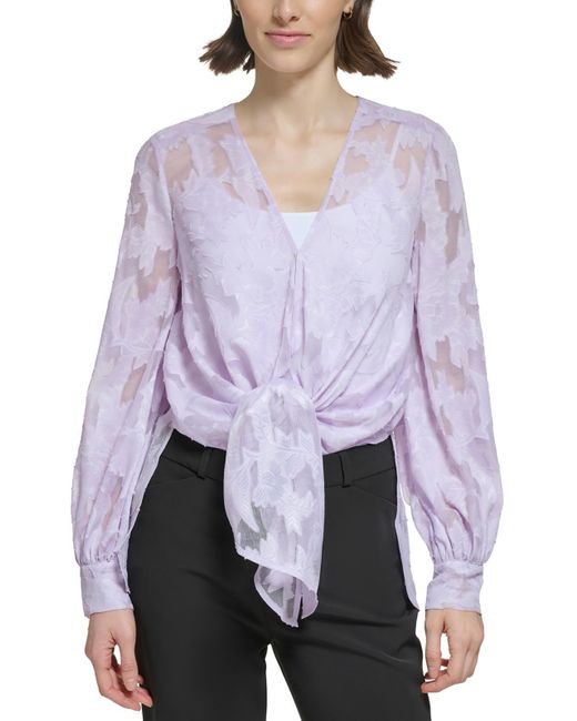 Donna Karan Purple Burnout Polyester Blouse