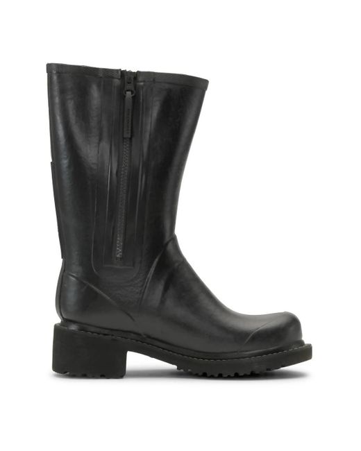 Ilse Jacobsen Black Rub 47 Zip Mid-Calf Boot