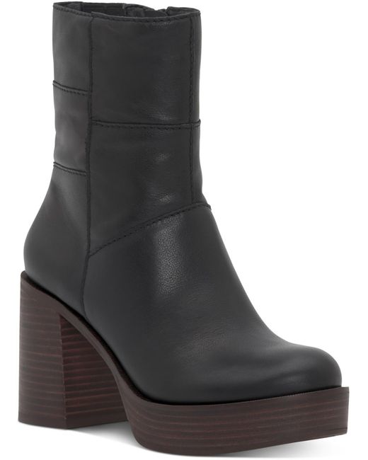 Lucky Brand Black Laceless Leather Ankle Boots