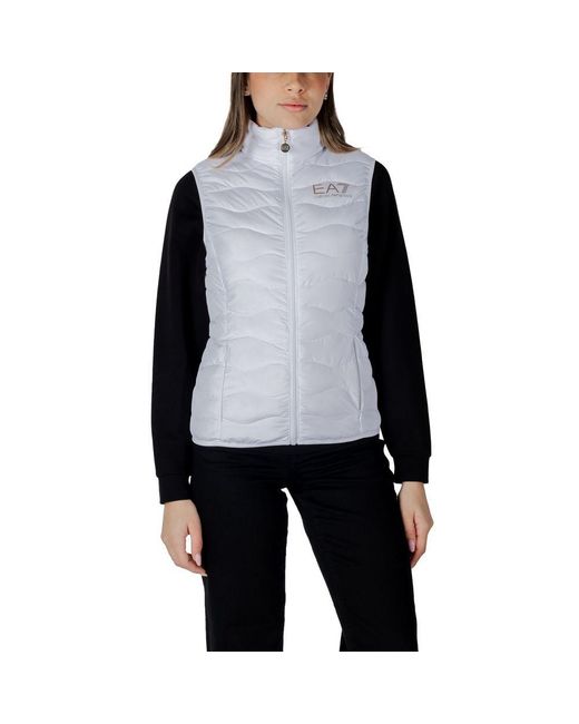 EA7 Black White Polyester Sleveless Jacket