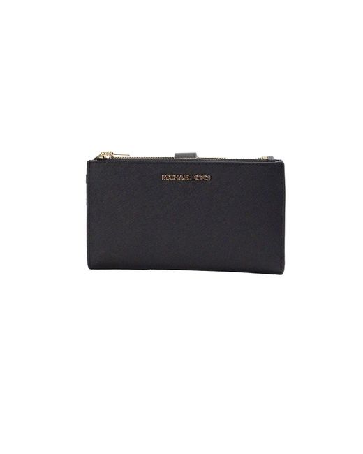 Michael Kors Jet Set Black Leather Double Zip Phone Wristlet Wallet & Gift Bag