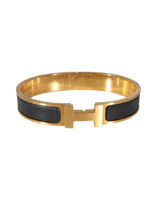 Hermès White Clic H Bracelet In Gold Plated