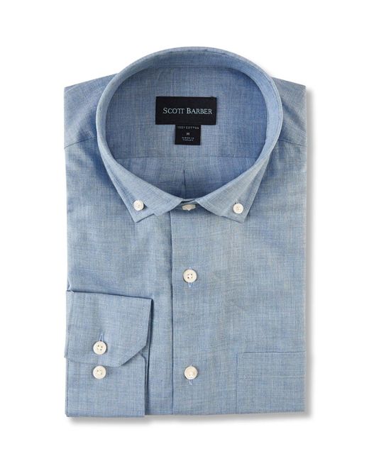 Scott Barber Blue Heathered Chambray Solid for men