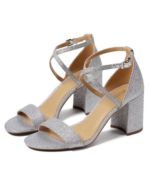 Michael Kors Metallic Sophie Flex Sandals 6 Ankle Strap Block Heel Khd2314