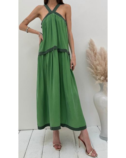 sancia green dress Sancia Linen Corset Midi Dress main image 1