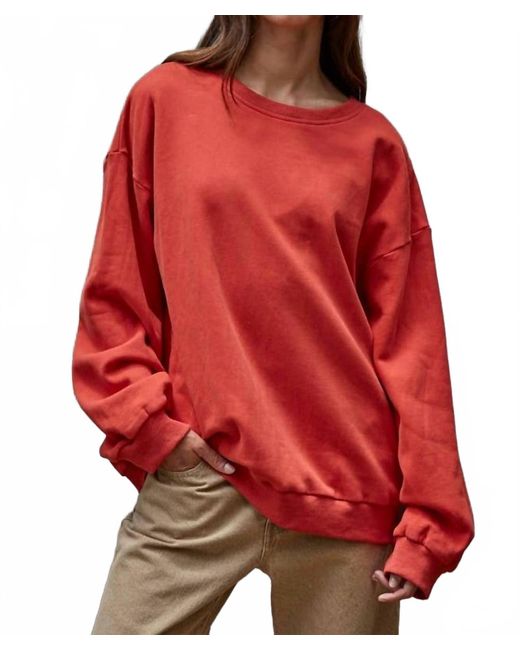 By Together Red Knit Cotton Pullover Top With Patch Work