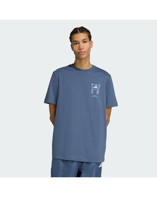 Adidas Blue Stadium Crowd Loose Graphic Tee for men