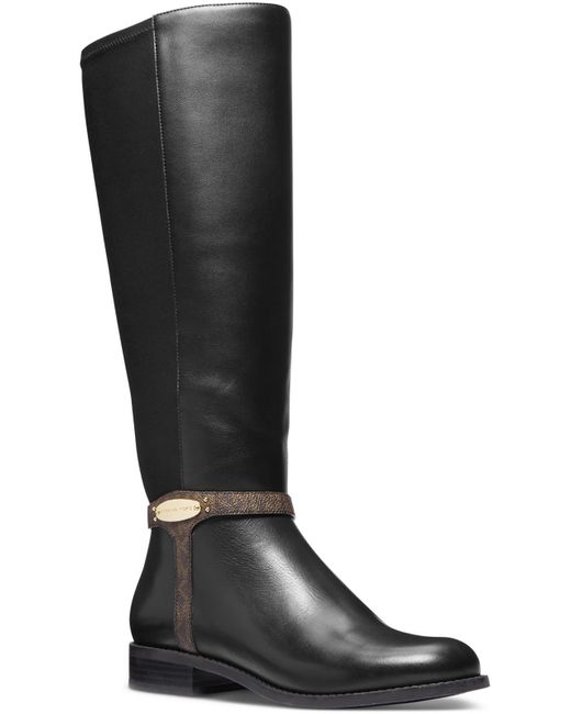 MICHAEL Michael Kors Black Finley Leather Riding Knee-high Boots