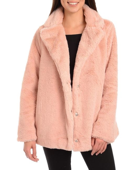 Kendall + Kylie Pink Oversized Winter Faux Fur Jacket