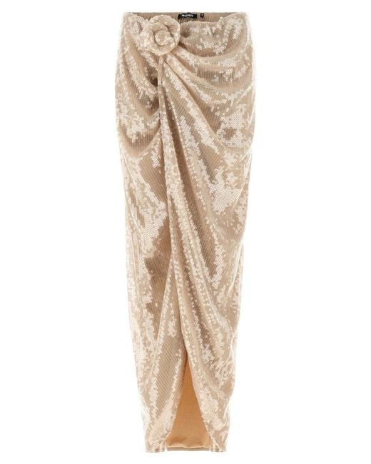 ROTATE BIRGER CHRISTENSEN Natural 'Sequins Knot' Skirt