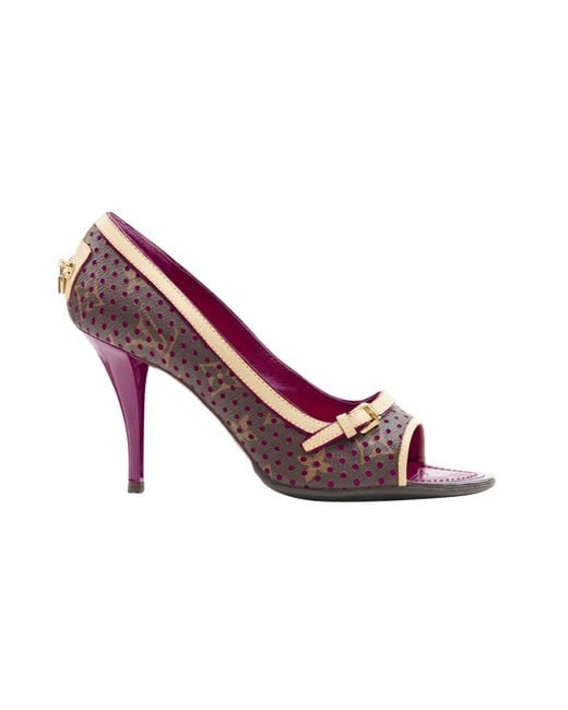 Louis Vuitton Purple Perforated Monogram Lockit Heel Peep Toe Heel