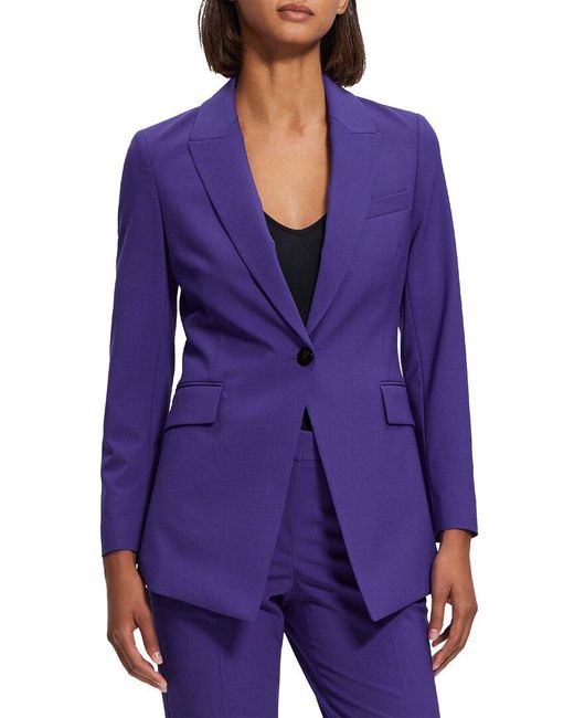 Theory Purple Etiennette Wool-blend Blazer