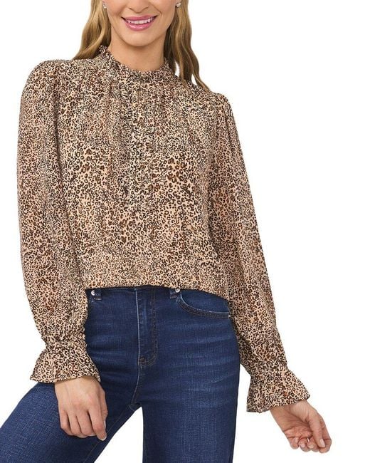 Cece Blue Y-Neck Top