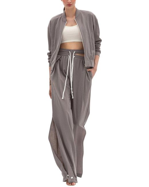 BGL Gray 2P Linen-Blend Zip Hoodie & Pant Set