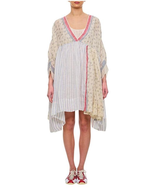 Péro White Double Print Midi Dress