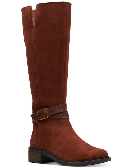 Clarks Brown Maye Shine Faux Suede Tall Mid-calf Boots