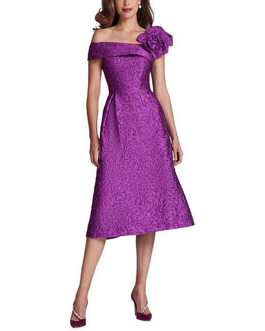 Teri Jon Purple Special Occasion Short Printed Dress