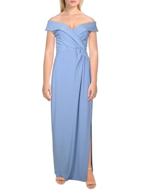 Lauren by Ralph Lauren Blue Jersey Long Evening Dress