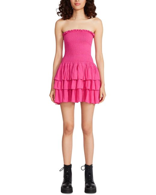 Betsey Johnson Pink Tiered Crinkled Mini Dress