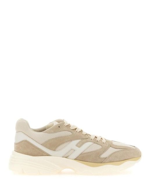Hogan White Calfskin Sneakers With Textured Upper And Sole for men