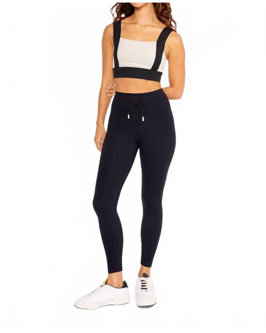 Cream Yoga Blue Aria 7/8 Length Drawstring Leggings