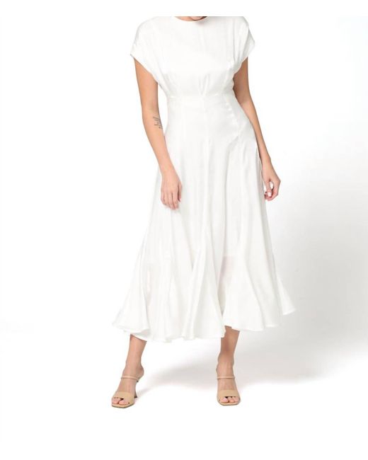 Baruni White Aimee Satin Midi Dress