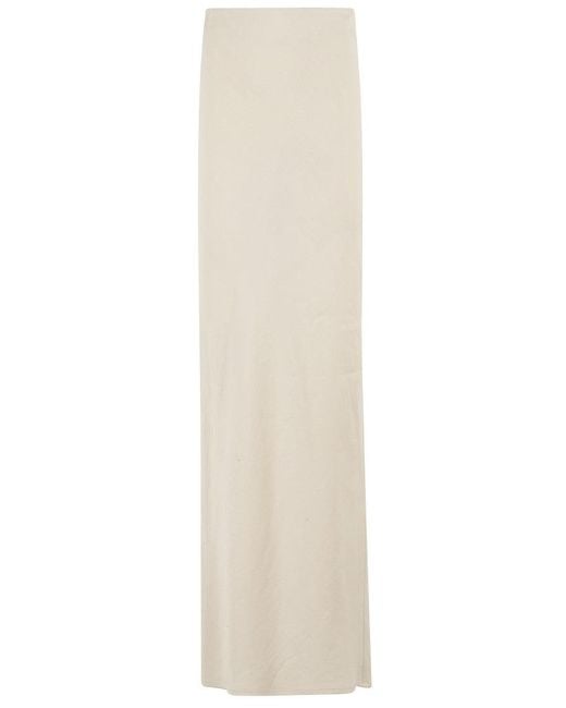 Erika Cavallini Semi Couture White Shirley Linen Midi Skirt