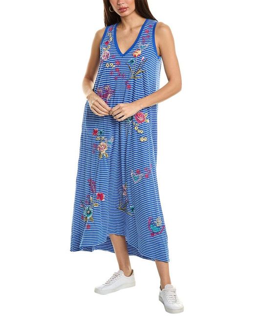 Johnny Was Jessi Knit Vneck Maxi Dress in Blue Lyst
