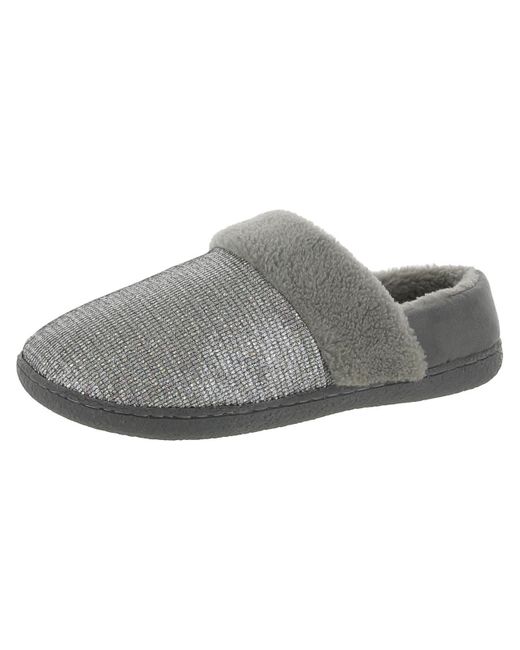 Easy Spirit Gray Siesta 8 Faux Fur Glitter Loafer Slippers