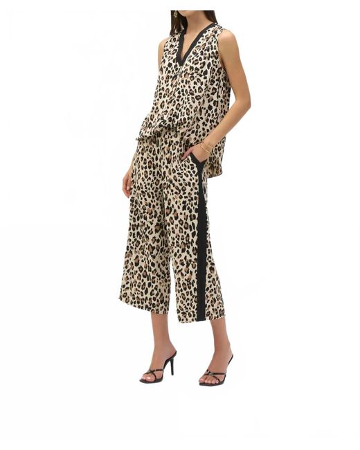 Joseph Ribkoff Metallic Animal Print Pull On Culotte Pants