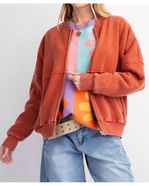 Easel Orange Mineral Bomber Jacket