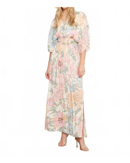 Charlie b Natural Dolman Short Sleeves Maxi Dress With Side Slits