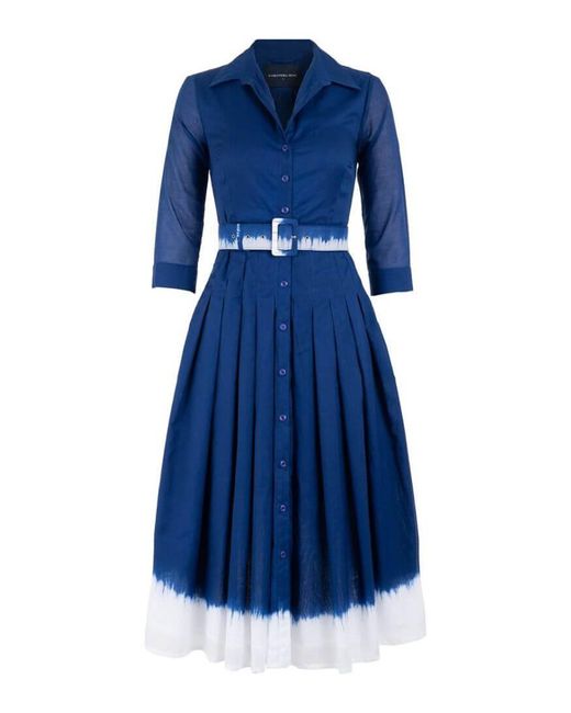 Samantha Sung Blue Border Tie Dye Audrey Dress #4 Long Dress