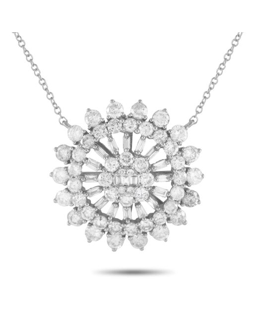 Non-Branded Metallic Lb Exclusive 14k Gold 1.75ct Diamond Sunburst Necklace Pn15246-w