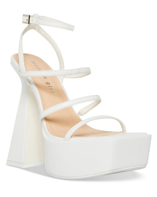 Madden Girl White Strenght Faux Leather Strappy Platform Heels