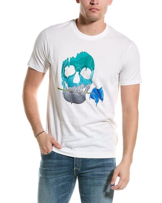 Robert Graham White Melting Skull T-shirt for men