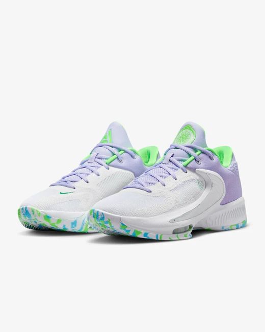 Nike Freak 4 Dj6149-101 White Oxygen Purple Silver Basketball Shoes Nr5239 for men