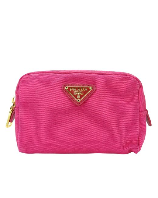 Prada Pink Canvas Clutch Bag (pre-owned)