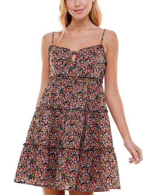AIMCOO Women's Ruffle Sleeve Babydoll Dress - Tiered Mini Swing Dress With Pockets, Summer Sundress - View #8