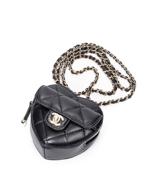 Chanel Black Mini Heart Clutch On Chain