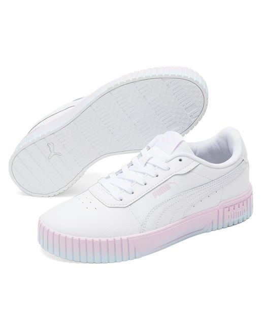 PUMA White Carina 2.0 Gradient Leather Low-top Casual And Fashion Sneakers