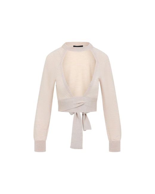 Simone Rocha White Cropped Cut Out Window Jumper